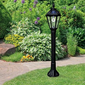 GAMA SONIC Polaris Bollard Solar Light, 44" Tall, Black (GS-178L BLK)