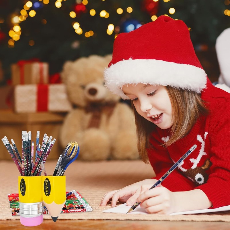 12 Pcs Christmas Pencils Bulk with Erasers, 12 Unique Xmas