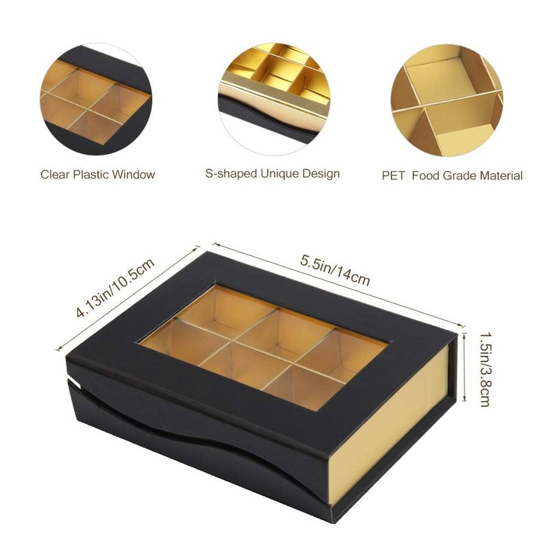 Chocolate Boxes Packaging, Black Chocolate Box Empty Treat Boxes with