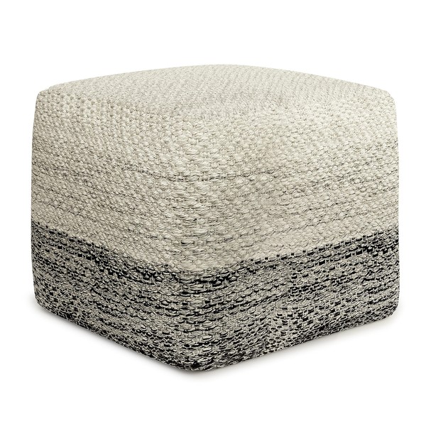 SIMPLIHOME Macie 18 Inch Boho Square Woven Outdoor/ Indoor Pouf