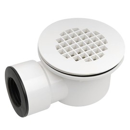 2-Inch Side Outlet Low Profile Shower Drain, PVC Shower Drain with Perforated Strainer, PVC 2''Side Outlet Drain Assembly