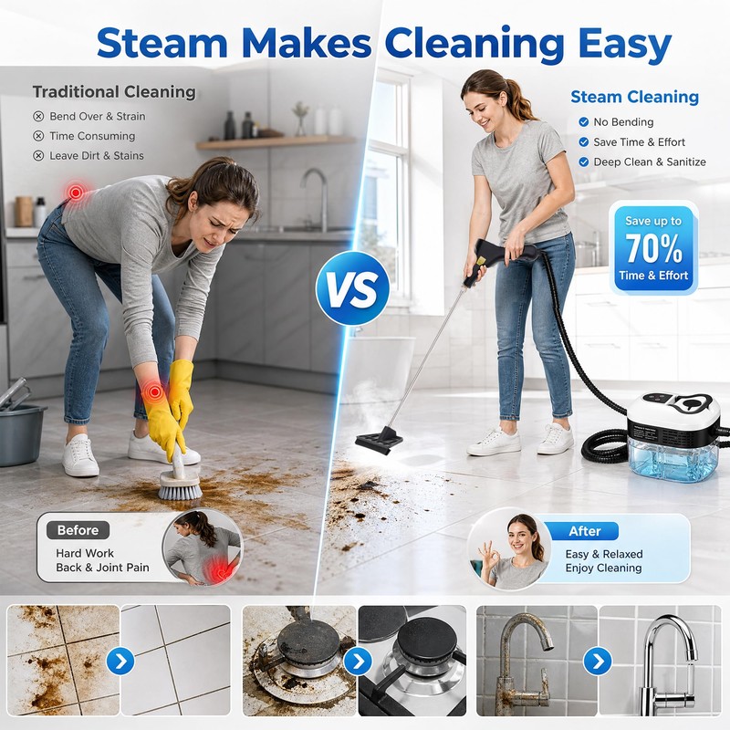 Steam Cleaner, High Pressure Steam Cleaner for Home, 6-Level Adjustment