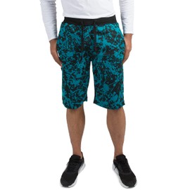 VIBES Men's Fleece Blue Splatter Print Active Short 13" Inseam Drawstring Size M