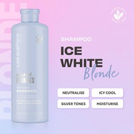 Lee Stafford Blue Toning Shampoo | Bleach Blonde Ice White Collection - Corrects Brassy & Orange Tones, Great for HIghlighted, Cool Hair, 16.9 Fl Oz
