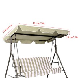 Swing Canopy Replacement Top, Outdoor Patio Swing Canopy Replacement, 3 Seat Swing Canopy Replacement Cover for Porch Patio Garden Pool Seat (Beige/64 * 44 * 5.9)