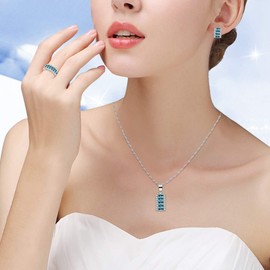 Uloveido Women's Half Moon Necklace Set 7 Stone Birthstone Ring and Stud Earrings Set Wedding Jewellery for Women, Zirconia, Cubic Zirconia