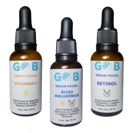 GOB Kit Facial - 3 Sueros - Vit C, Ácido Hialurónico, Retinol
