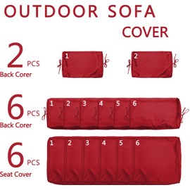 Kimunuk 14 Pcs Outdoor Cushion Slipcovers Outdoor Patio Cushion Covers Replacement Waterproof with Zipper for Outdoor Furniture, Patio Sofa Couch 3 Sizes, Covers Only