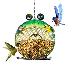 WONDER GARDEN Hanging Bird Feeders for Outdoors - Frog Metal Hanging Bird Feeder, Squirrel Proof Birdfeeders for Garden,Yard, Patio Decor