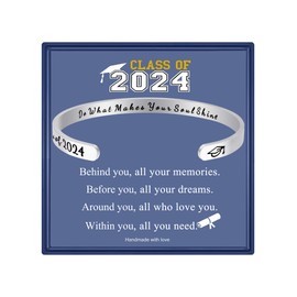 LINY 2024 Graduation Gifts for Her, Inspirational Graduation Cuff Bracelets Class of 2024 High School College Graduation Gifts for Girls with Gifts Box (Do What Makes Your Soul Shine)
