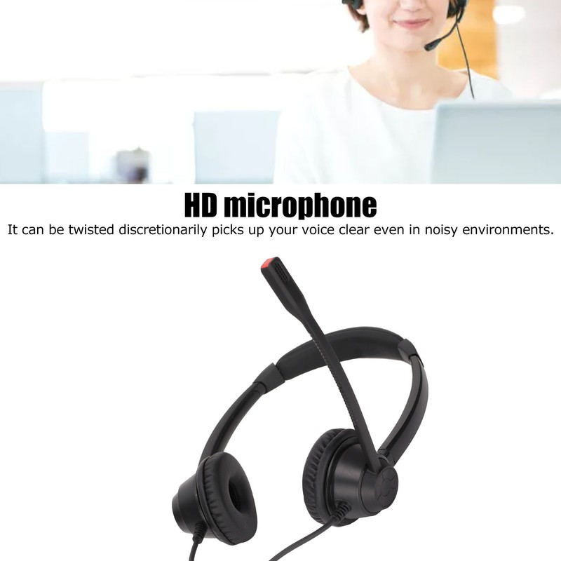 2.5mm Business Headset Binaural Corded Headset with HD Mic for