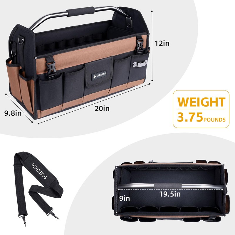VSHXENG 20 Inch Tool Bag, Foldable 19 Pockets Tool Tote