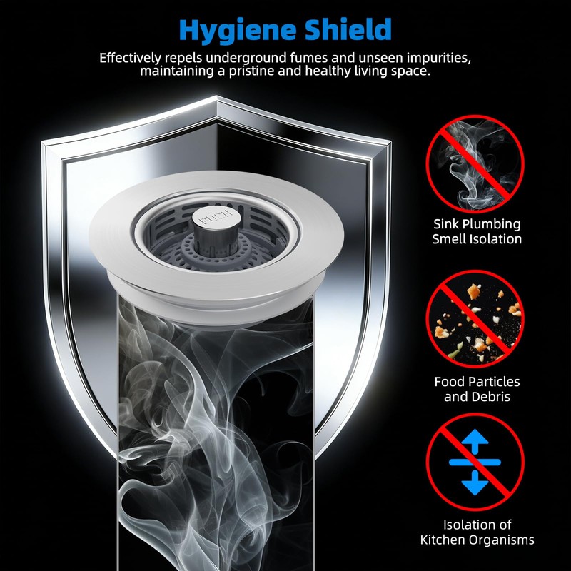 Hibbent Upgraded 3 in 1 Kitchen Sink Drain Strainer, Stainless