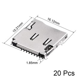 sourcing map Micro SD (TF) Card Socket Holder SMT Surface Mounted Devices Push Type 9 Pin 20pcs