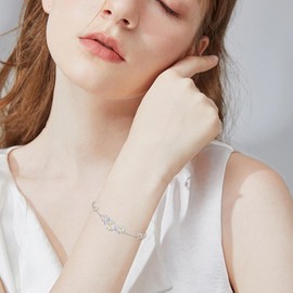 PARYFO Sunflower Bracelet 925 Sterling Silver Zircon Bracelets Sunflowers Jewellery Adjustable Bracelet Sunflower Jewellery Gifts for Women Girls Mother Wife, Sterling Silver, No Gemstone