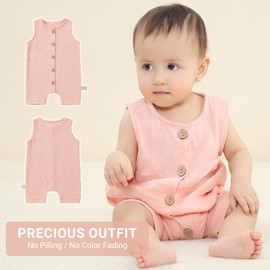 HAHASHOW Baby Bodysuit Romper Unisex 100% Cotton Short Sleeve Jumpsuit for Boys and Girls, 0-24 Months, pink