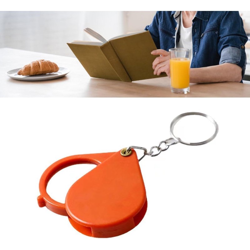 10X Magnifying Glass, Keychain Magnifier, Orange, Portable, for Small Objects