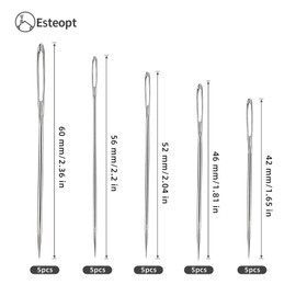 Sewing Needles Large Eye, Pack of 25 Large Needles, Needles with Large Eye, Needle Set, Bag Needle Embroidery Needles with Large Eye, Hand Sewing Needles, Leather for Hand Sewing Crafts (Pointed)