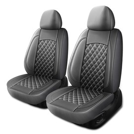HChengkikz Leather Car Seat Covers, Breathable and Waterproof Napa Leather Automotive Seat Cover, Universal Interior for Cars,Sedans, SUVs, Vans, Trucks (2 Pieces, Front Seat, Grey)