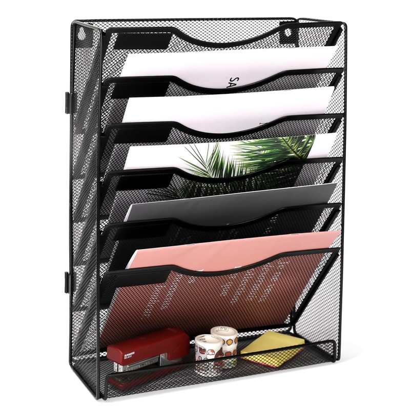 EasyPAG Wall File Holder Organizer 7 Tier Mesh Hanging Wall