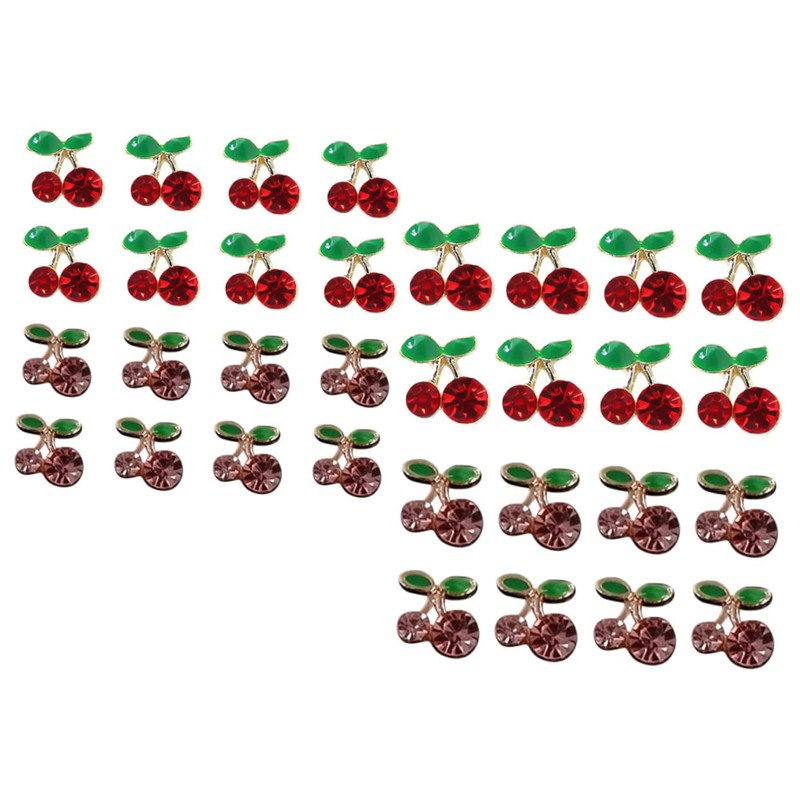 Abaodam 2sets Nail Pearls Gems DIY Charms for Women Cherry