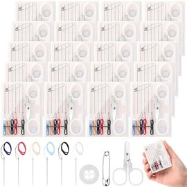 Knitgrip 48 Boxes Travel Sewing Kit Mini Sewing Kit Bulk Needle Thread Kit Portable Sewing Tools Beginner DIY Sewing Supplies Sewing Kit Box with Threads Scissors Hand Sewing Needles Buttons