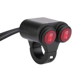 Keenso Motorcycle Handlebar Switch, Universal 12 V Motorcycle 7/8 Inch Handlebar Headlight Switch Double Control Fog Light Switch + Horn Switch (Type C) Headlight/Main Headlight