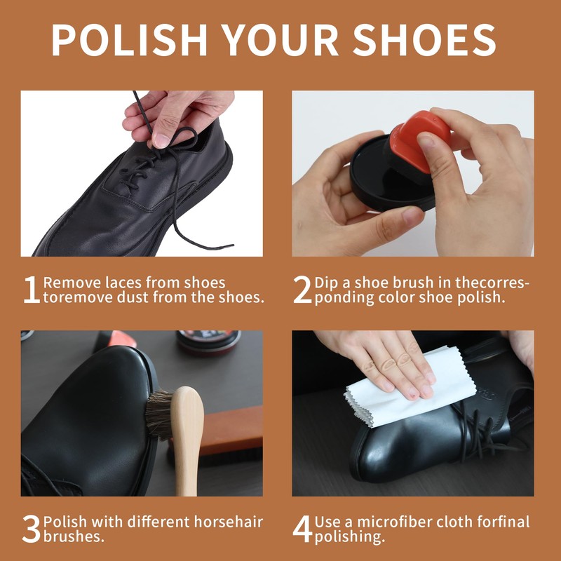 WERNMIND Mink Oil Black Shoe Polish Kit Boot Conditoner Care