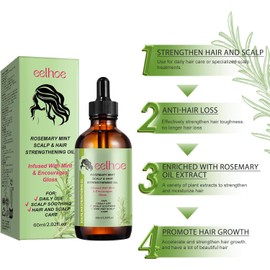 Rosemary Mint Scalp & Hair Strengthening Oil, Aceite de Romero y Menta con Jojoba y Ricino, Crecimiento Capilar, Hidratación y Brillo, Apto para Cabello, Cejas y Pestañas