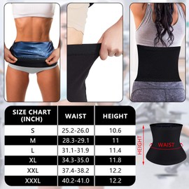 Geyoga Waist Trimmer Sweat Waist Trainer Wrap Stomach Wraps for Women Bodybuilding, Blue Inner, Large