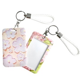 Lanyard with Card Holder, Floral Oil Painting Design ID Card Holders, Lanyards for Neck with Keychain, Stylish Lanyard Card Holder for Bus Pass & ID Cards, Convenient and Practical for Daily Use