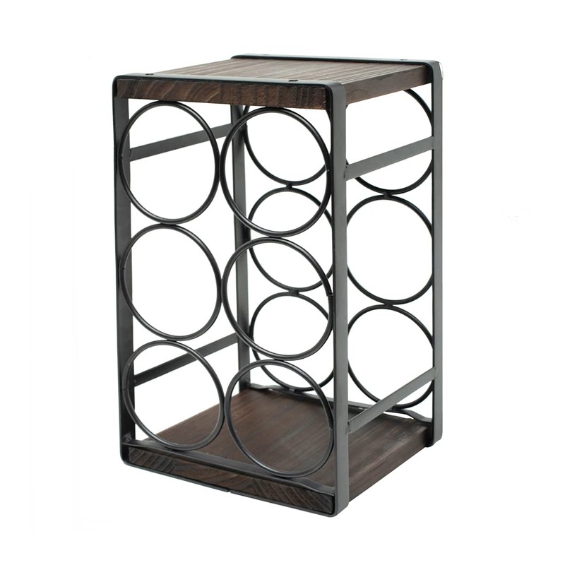 SODUKU Rustic Wood Countertop Wine Rack 6 Bottles No Need