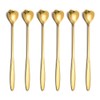 6 PCS Coffee Spoons Heart Long Spoons Stainless Steel Latte
