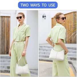 Keyli shoulder bag for women Small Tote Handbags Purse Trendy Zip Leather Crossbody Bags with Adjustable Strap White