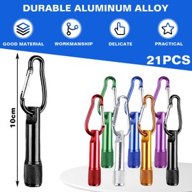 Mini LED Torch, Pack of 21 Mini Torch Key Chain, Coloured Aluminium Keyring Torch, LED Key Pendant Torch, Torch for Outdoor, Camping, Cycling