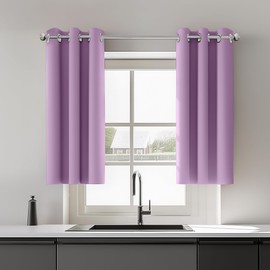 ORINOVA Purple Room Darkening Curtains for Bedroom Short Blackout Thermal Insulated Window Grommit Curtains 2 Panel Sets 34x36 Inch Length Home Décor