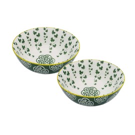Royal Tara Irish Celtic Bowl Bone China Colourful Ceramic Bowls Set 14 cm with Shamrock/Celtic Cross (2 Trellis Shamrock Bowls)