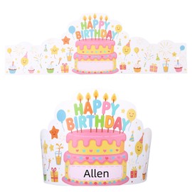BOXOB 36pcs Birthday Crowns for Kids, Paper Crowns Happy Birthday Hats Party Decoration Set for Classroom Kindergarten Preschool (Style 1)
