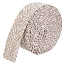 MAYJOYDIY 4.6 m Light Yellow Webbing Straps Made of Polyester Cotton 38 mm Twill Tape Mixed Colours Striped Pattern Polycotton Ribbon for Crafts Belt Bags Handles Sewing Accessories