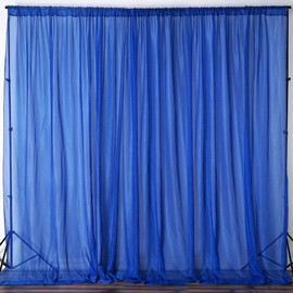 New Creations Fabric & Foam Inc, Polyester See Through Chiffon Backdrop Drape Curtain Panel (Royal Blue, Single Panel)