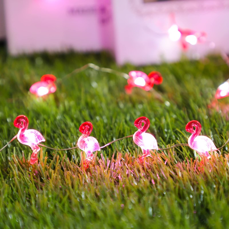 Holitown Flamingo String Lights Battery Operated with Remote 10FT 40LEDs
