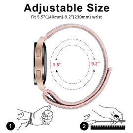 Vancle Nylon Band Compatible with Garmin Venu 3S / Venu 2S / Vivoactive 4S / Vivomove 3S Watch Bands, 18mm Quick Release Soft Adjustable Replacement Strap for Garmin Forerunner 255s/265s Bands for Men Women (Pink Sand)