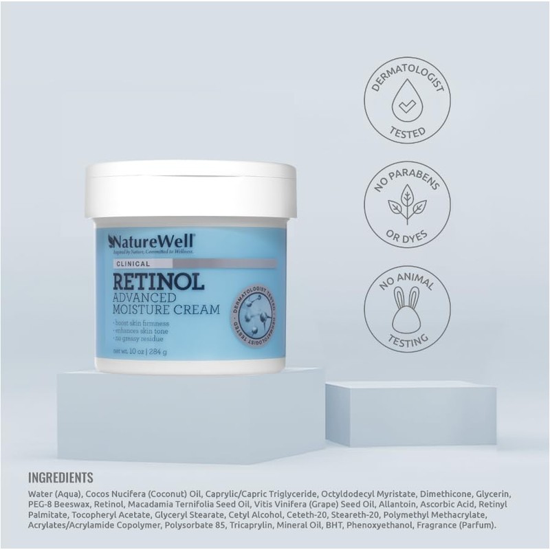 NATURE WELL Clinical Retinol Advanced Moisture Cream for Face, Body,