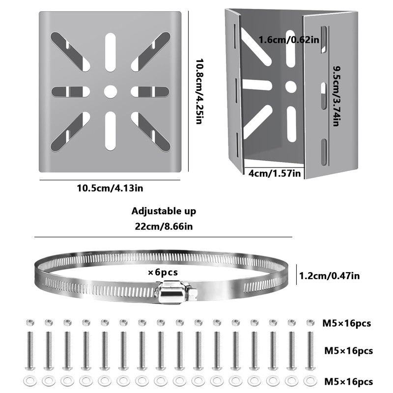 SJUNJIE Universal Vertical Mast Mount 2 Sets Surveillance Camera Bracket