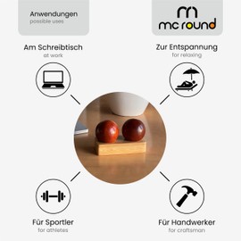 Two Elegant Maidu Wooden Balls 45 mm for Relaxing Hands - On a Bamboo Carrier - Qi Gong - Worry Stone - Hand Balls - Hand Therapy