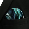 SHLAX&WING Men's Abstract Blue Wave Abstract Silk Pocket Square, YH23