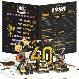 Joyoldelf 40th Birthday Card, 1985 Vintage Birthday Card, 3D Pop Up Greeting Cards with Envelope, Vintage Birthday Gifts for Man and Woman