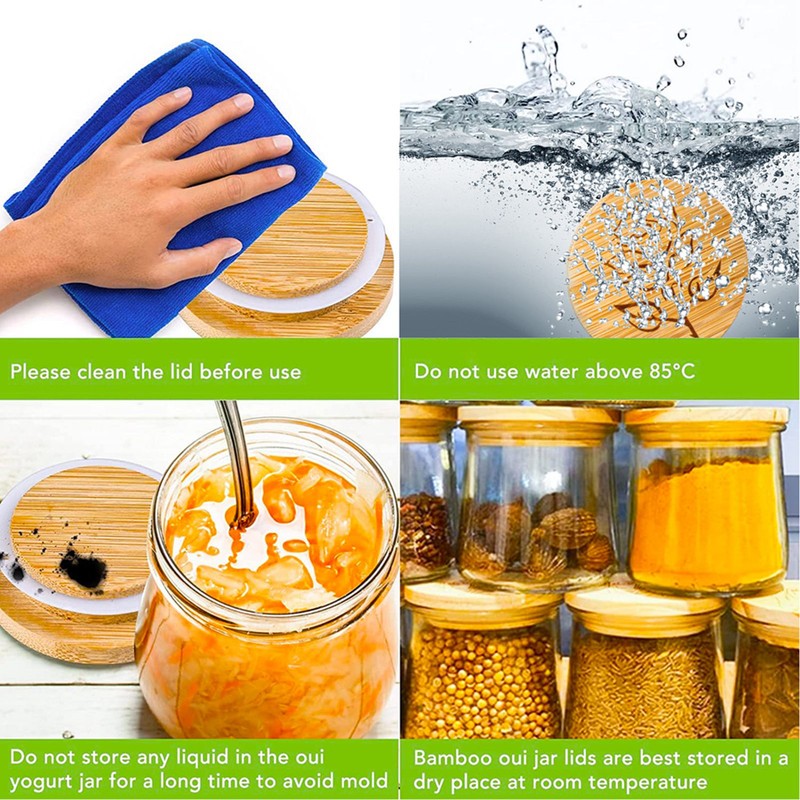 6Pcs Jar Wood Lid Set Easy to Clean Storage Jar