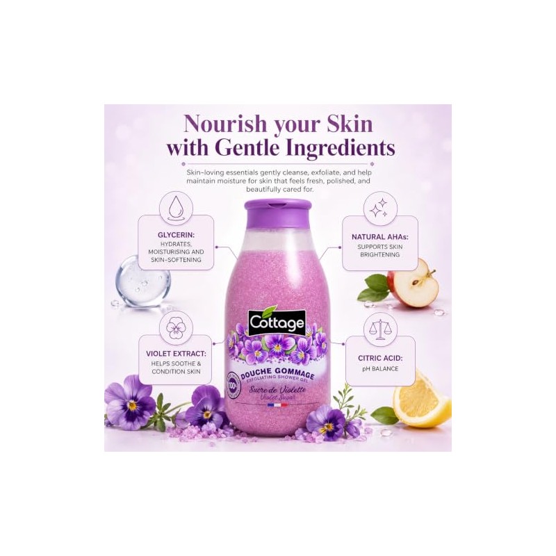 COTTAGE - Shower Scrub Purple Sugar Grains Scrub 100% Natural