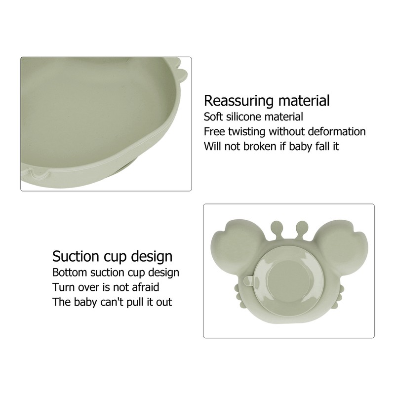 3pcs Toddler Divided Plate Set Silicone Baby Suction Plate Anti